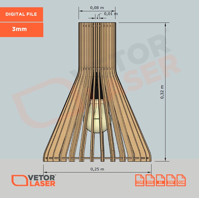 Laser Cut File Pendant Lamp Lighting Fixtures Project Template SVG DXF –  VLP8121LX - Laser Cut Files Projects DXF and SVG