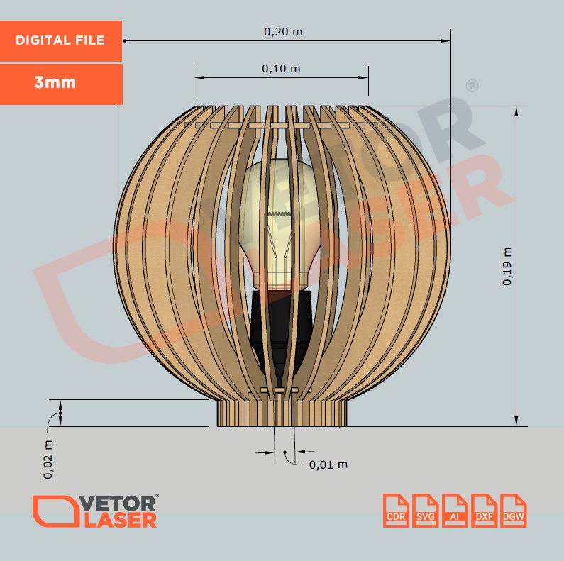 Laser Cutter Lamp Shades Project Template File SVG DXF CVL001 Etsy
