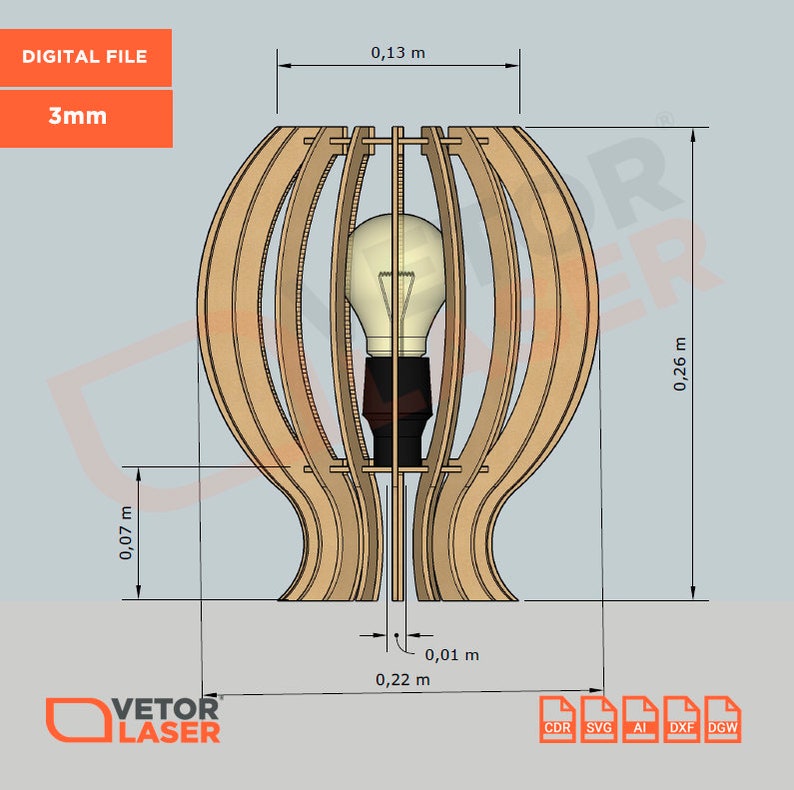 Laser Cutter Lamp Shades Project Template File SVG DXF CVL001 Etsy