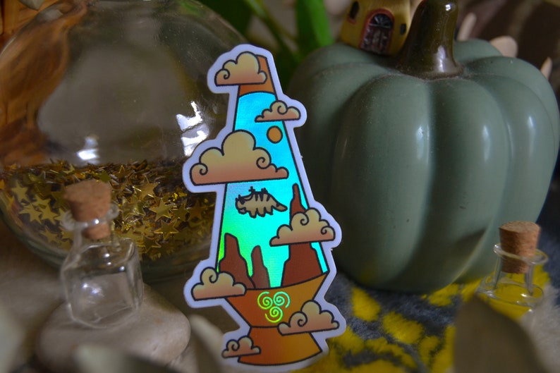 Avatar 4 Elements Holographic Lava Lamp Vinyl Sticker Set Avatar the Last Airbender elemental inspired stickers all 4 or just one individual Air Nomad Appa