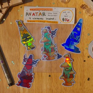 Avatar 4 Elements Holographic Lava Lamp Vinyl Sticker Set Avatar the Last Airbender elemental inspired stickers all 4 or just one individual 2 full sets