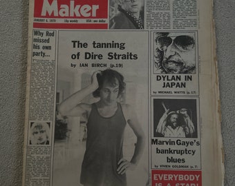 Vintage Melody Maker music newspaper magazine January 1979 45th birthday Dire Straits Bob Dylan Marvin Gaye Elvis Costello Rod Stewart