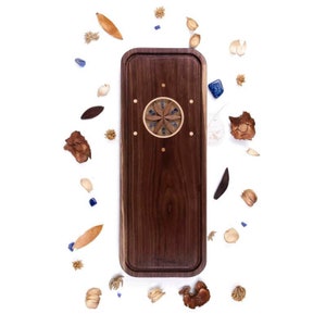 Stylish Handmade Cutting Board with Gemstones, Durable Solid Kitchen Board, Cheese Board, Decorative Board, Walnut Wood & Lazurite Gemstone