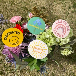 VINYL-Aufkleber(S) PACK - süße lustige Aufkleber - freche Aufkleber - ästhetische Blumenaufkleber - lassen Sie mich allein Aufkleber - geimpfte Aufkleber - Spaß