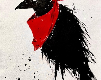 Krähe, die vorgibt, ein Rotkehlchen für Kekse zu sein