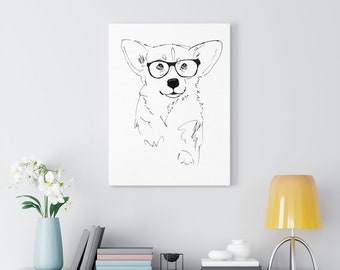 Corgi Dog Wall Art |  Dog Portrait Canvas Print, Pembroke Corgi Dog Decor,  Funny Dog Poster | Kids Room Decor | Tricolor Corgi Mom Gift