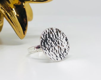 Hammered Sterling Moon Ring | Recycled Silver Ring | 25th Anniversary Gift