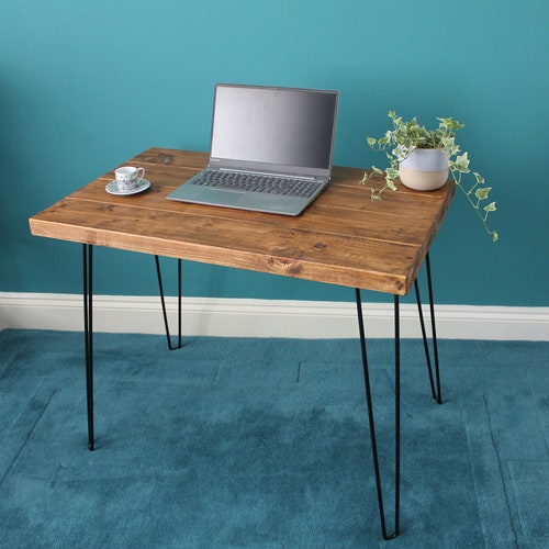 Computer Desk Home Office Wood Desk Hairpin Leg Desk Solid Etsy UK