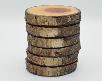 Rustic African Coasters Wooden Slices - Set of 6 - Handcrafted in South Africa