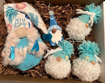 Beach gnome gift box, gnome gift box,  beach gift box. Gnome decor,  beach decor gift basket