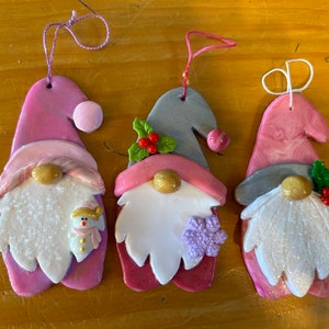 Clay Christmas Gnome ornaments (set of 3), personalized gnome ornament