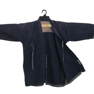 Vintage 90s Sashiko Kimono Japanese Traditional Noragi Haori Hanten Jinbei  Cardigan Happi Jacket Fits M L Denim Jeans YA740