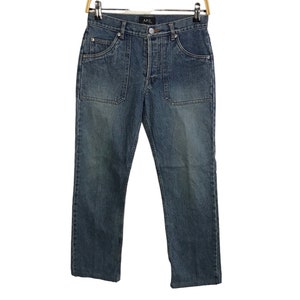 Vintage APC Rue De Fleurs Paris Bush Pants Flap Pocket Buttonfly Pasuje na rozmiar 26 27 Włoski Francuski Projektant Japońska Marka Streetwear YA479j