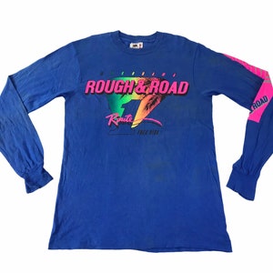 Vintage Yokohama Racing Rough & Road Route 1 Free Ride Sidetape Logo Longsleeve Tee T-shirt by Fruit of the loom Usa Fit Size S C456j