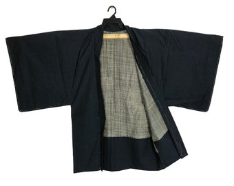 Vintage Noragi Kimono Hanten Jinbei Japanese Brand Haori Cardigan Happi Jacket Plain Motifs Design Size XL YA809