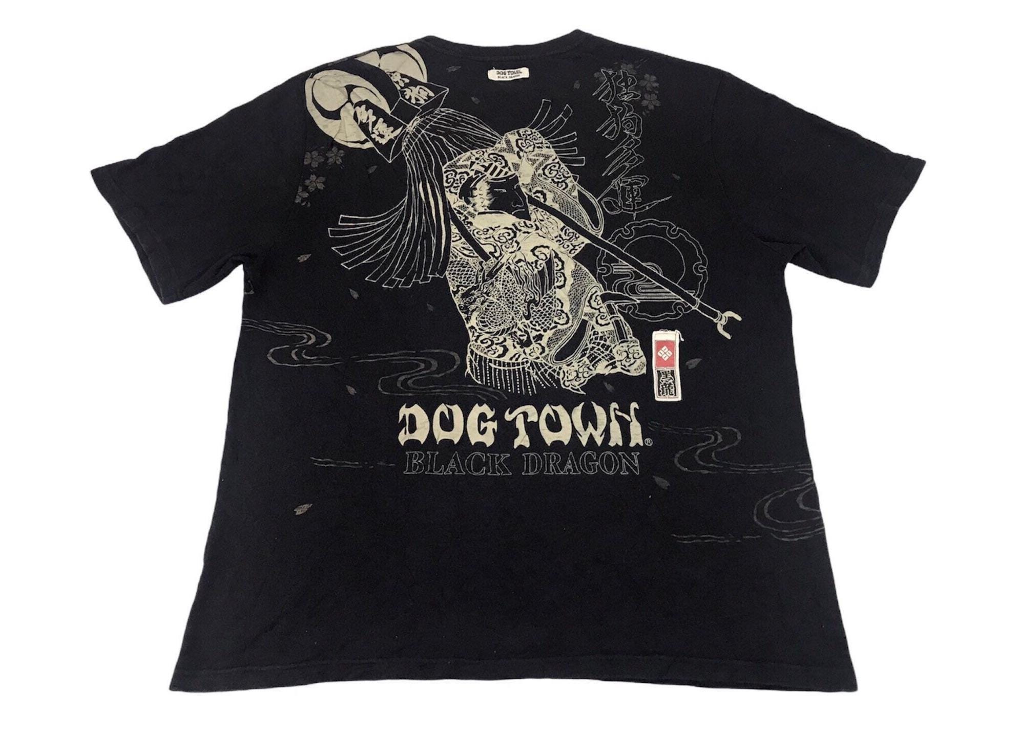 Vintage Dog Town Black Dragon Traditional Motif Art Tee T