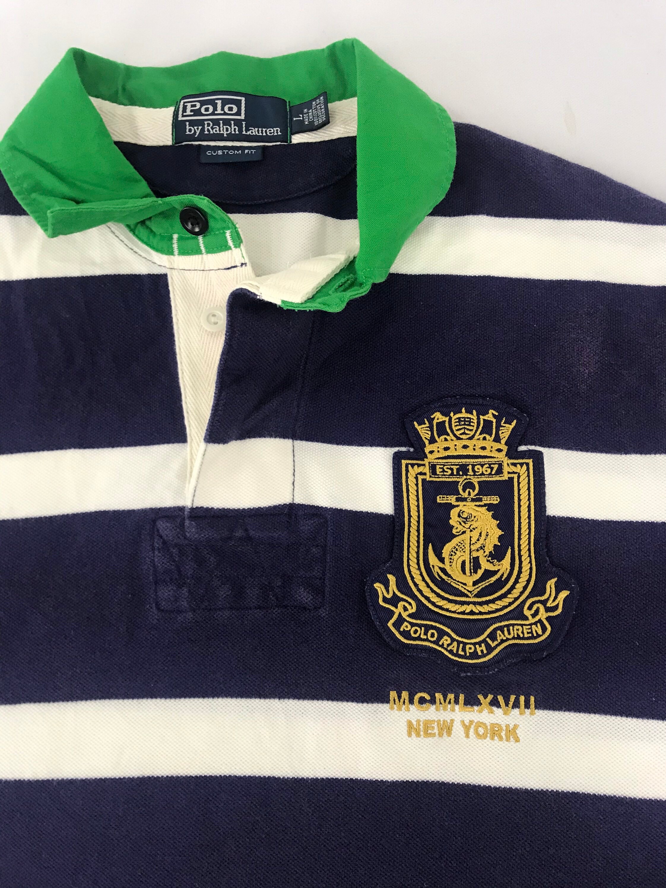 Vintage Polo Ralph Lauren Mcmlxvii Striped Polo Tee T-shirt - Etsy