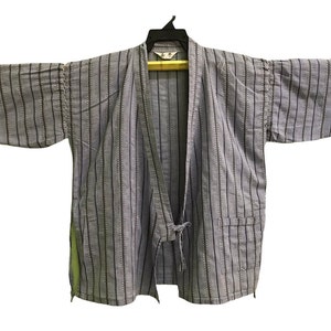 Vintage Striped Noragi Kimono: Japanese Haori Cardigan B537