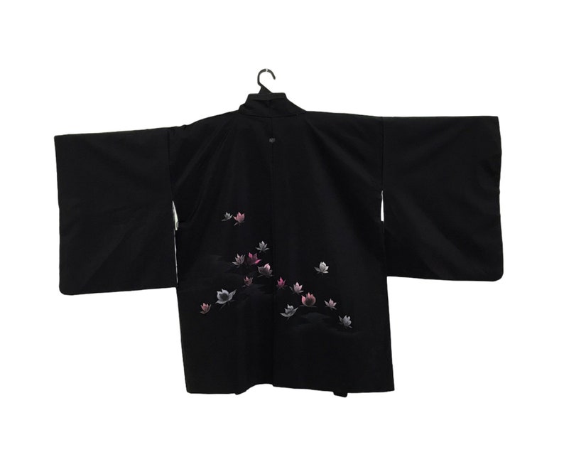 FREE SHIPPING Everywhere Vintage Noragi Kimono Haori Hanten Jinbei Japanese Cardigan Happi Jacket B861 Black