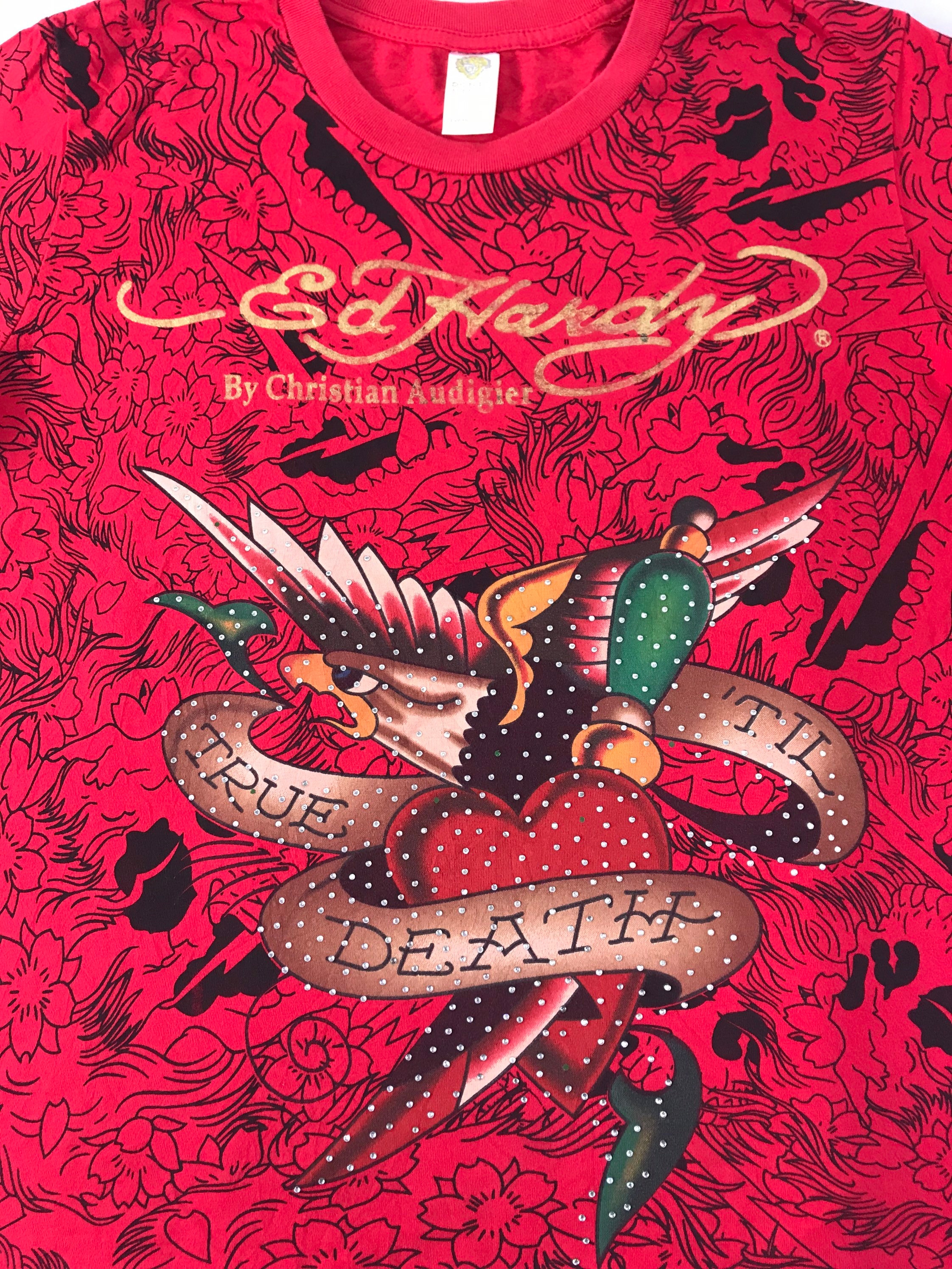 Vintage Style Ed Hardy by Christian Audigier Tattoo Stud Printed