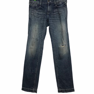 Vintage Ozone Rock Eco Conscious Distressed Style Indigo Denim Jeans Japanese Brand Fits Size 33 34 Inspired Designer Streetwear Brand i359