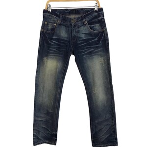 Vintage Japanese Brand Old Frame Whisker Design Indigo Denim Jeans Fits Size 32 Inspired Designer Streetwear Unisex Wear Brand Z011