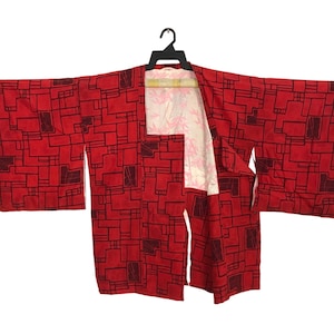 Kimono Japanese Traditional Noragi Kimono Haori Hanten Jinbei Japanese Cardigan Happi Jacket Checked Design fits size M L YA706