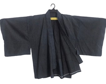 Vintage Noragi Kimono Hanten Jinbei Japonés Tradicional Haori Cardigan Happi Chaqueta Shibori Motivos Y775 Azul Se adapta a la talla L XL