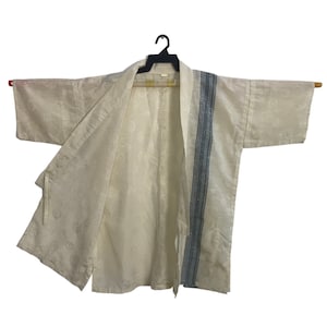 Vintage japonés tradicional Noragi Kimono Haori Hanten Jinbei Cardigan Happi chaqueta diseño liso XL YA353