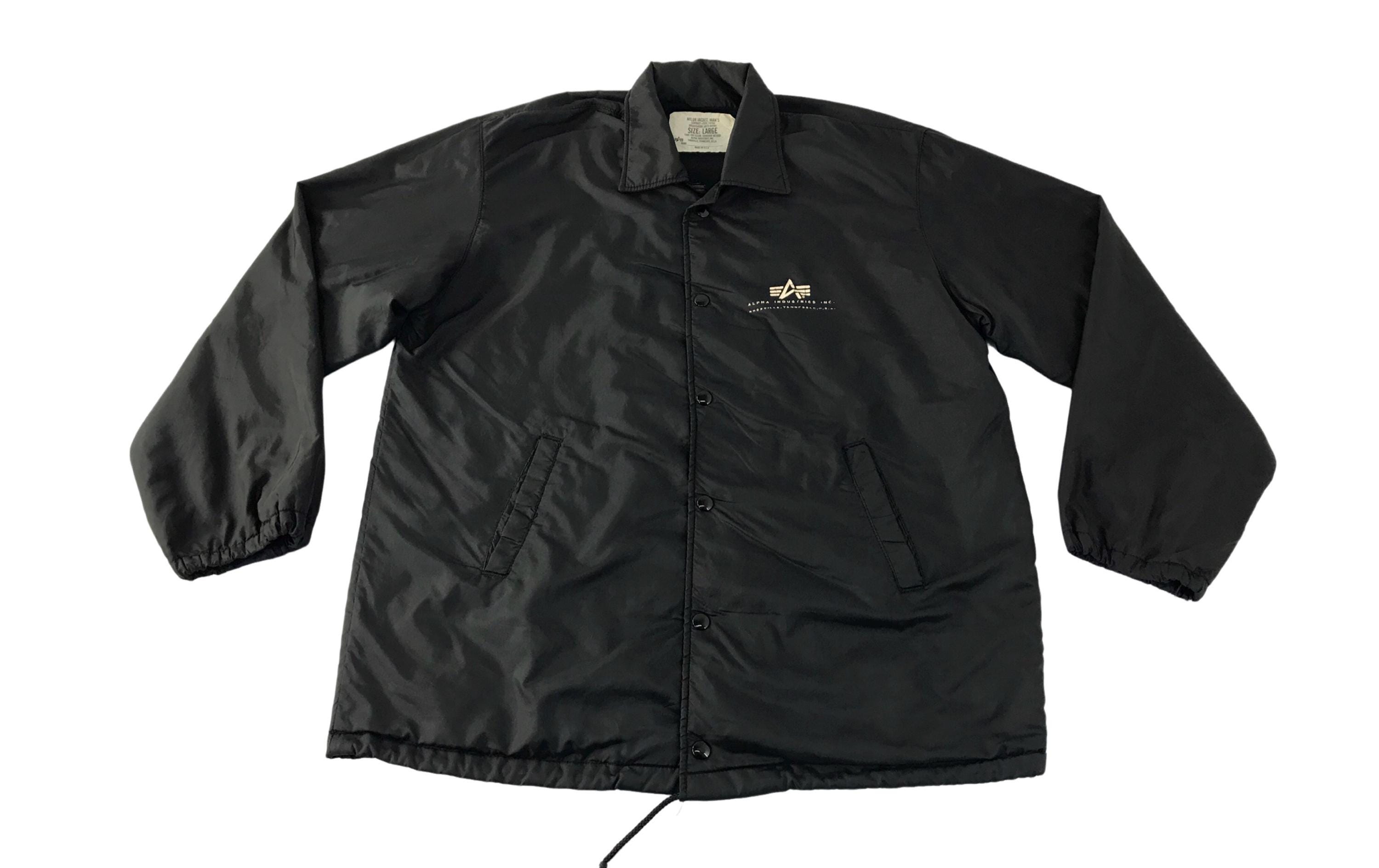 Vintage 90s Alpha Industries Nylon Quilted Black Jacket Full