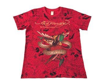 Vintage Style Ed Hardy By Christian Audigier Tattoo Stud Printed Tee T-shirt Inspired Designer Streetwear Unisex Wear Fits Size M C513j