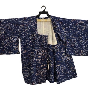 Kimono Japanese Traditional Noragi Kimono Haori Hanten Jinbei Cardigan Happi Jacket Fits L XL Landscape Design YA823