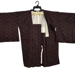 Vintage Haori Noragi Kimono Japanese Cardigan Happi Jacket Traditional Robe Yukata Sashiko Jinbei Hanten Size M L Hishi Design YA565