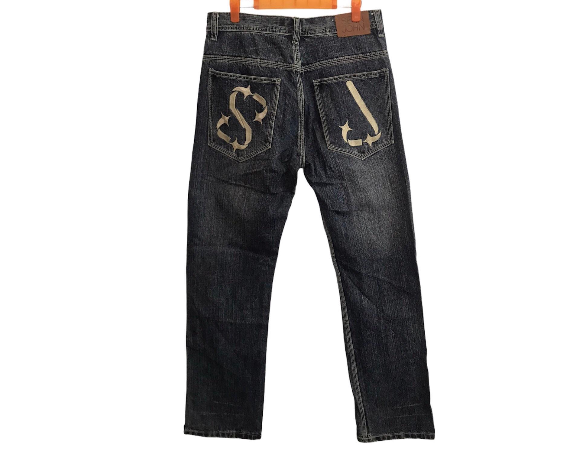Vintage Sean John Embroidery Logo Denim Jeans Pants Streetwear