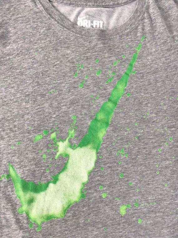 Vintage Nike Dri-fit Paint Splash Swoosh Logo Printed… - Gem