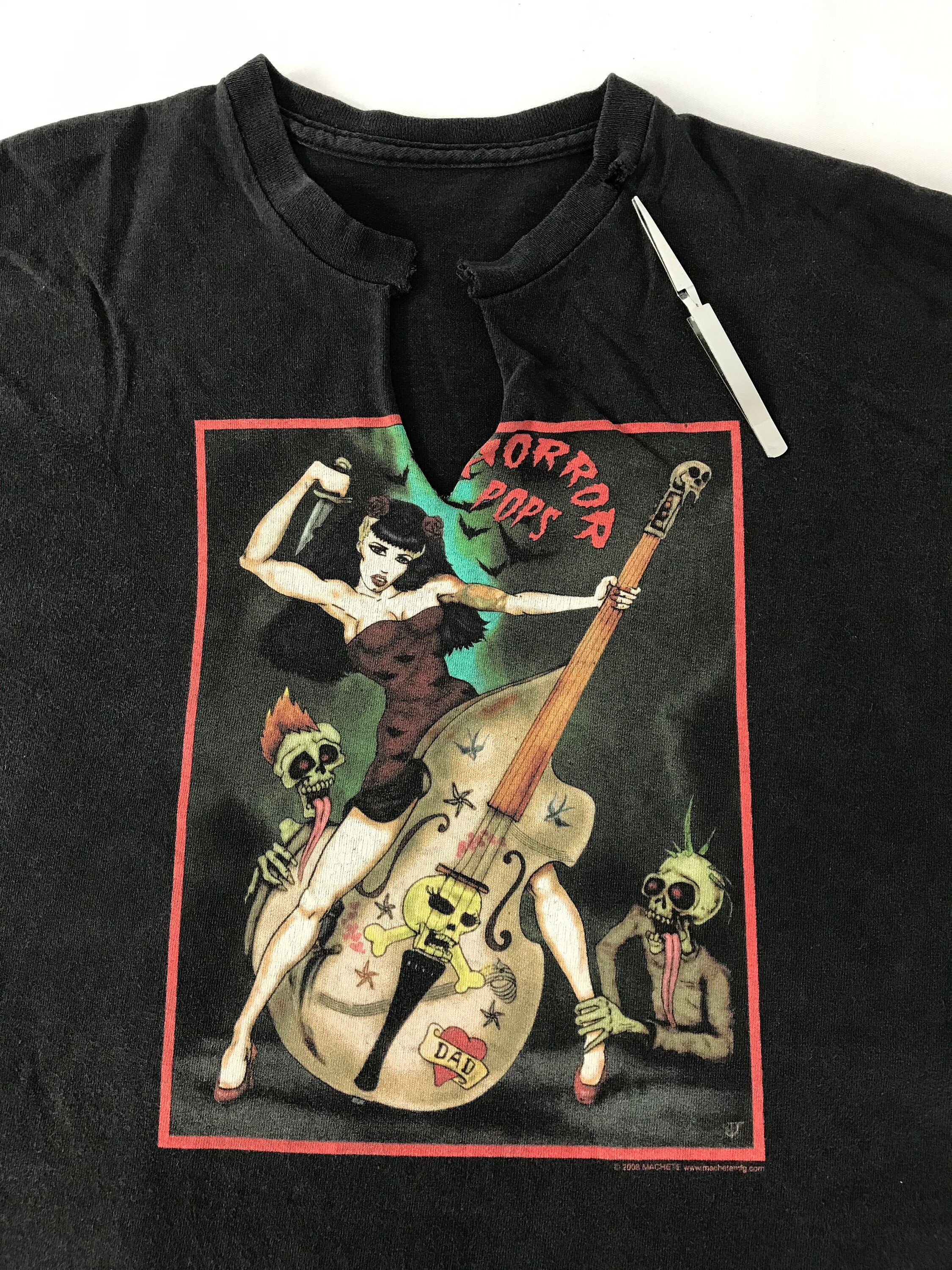 Vintage Horror Pops Punk Band Skull Musician 2008 Machete Printed