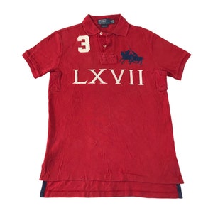 Vintage Polo Ralph Lauren #3 LXVII Big Pony Red Tee T-shirt