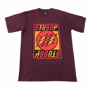 Vintage Stussy Strike Big Box Logo Printed Tee T-shirt inspirowany projektantem Unisex Wear Streetwear pasuje do rozmiaru S YA134j