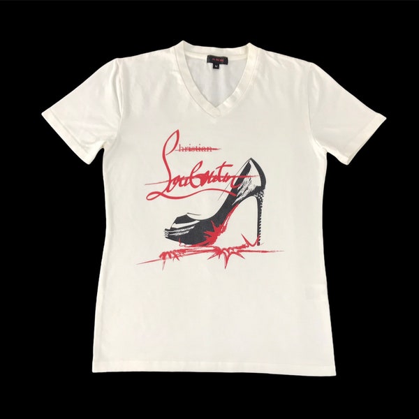 Almema Christian Louboutin Big Heel Logo Tee T-Shirt Gedruckt Inspiriert Designer Unisex Wear Streetwear Passt Größe S C133