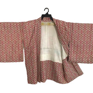 Kimono Japanese Traditional Noragi Kimono Haori Hanten Jinbei Japanese Cardigan Happi Jacket Fits M L Floral Checked Design YA685