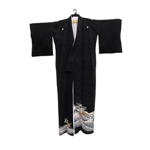 Mega vendita!!! Kimono vintage Noragi Haori Hanten Jinbei Cardigan giapponese Happi Jacket B730 Abito nero
