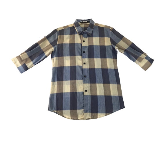 Vintage YS Homme Yohji Yamamoto Flannel Shirt But… - image 1