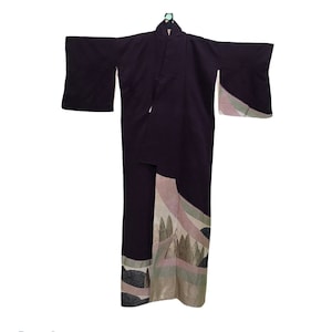 Mega Sale!!! Vintage Noragi Kimono Haori Hanten Jinbei Japanese  Cardigan Happi Jacket B714 Purple Robe Dress