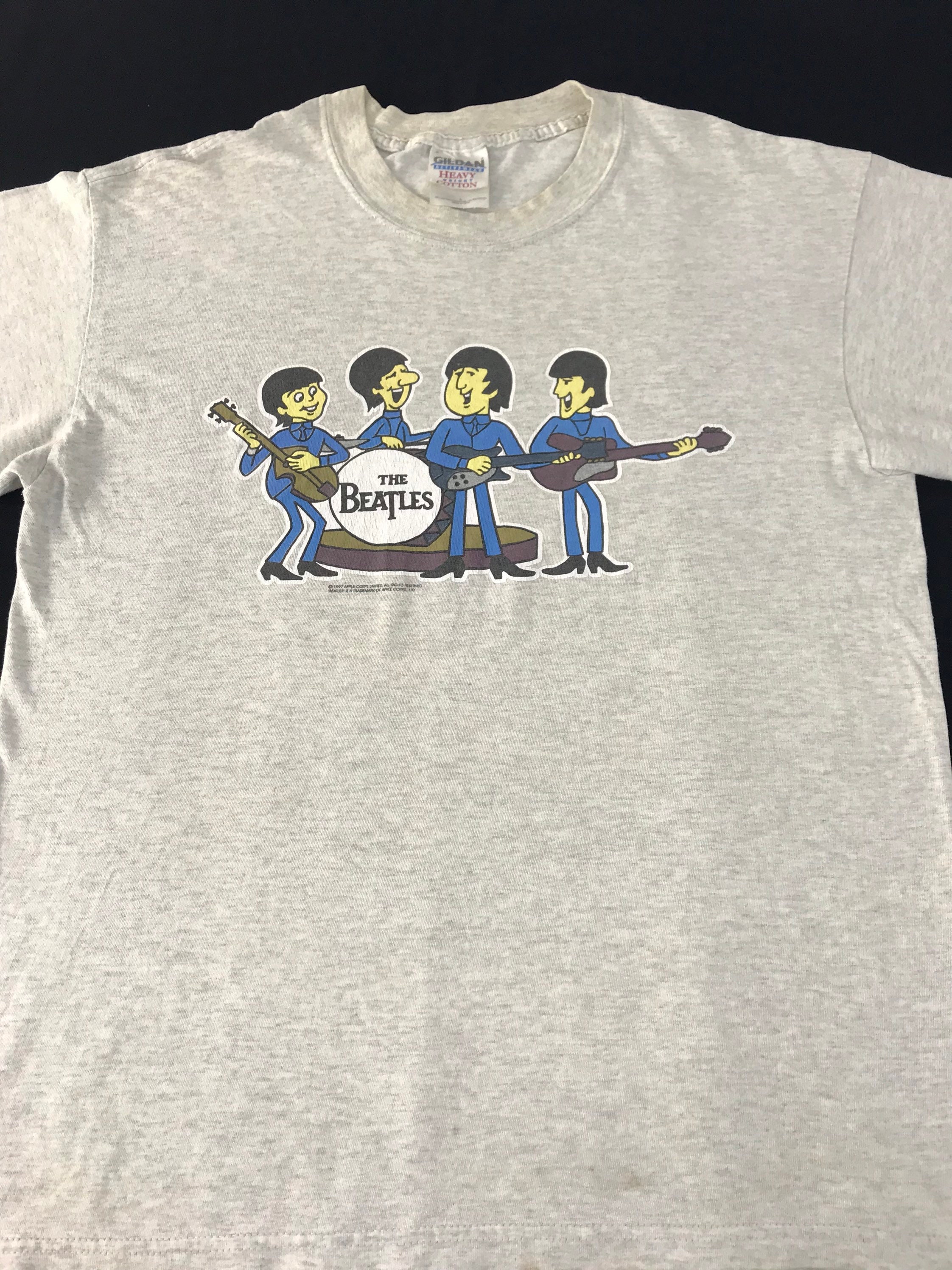 Vintage the Beatles English Rock Band Cartoon Graphic Tee Printed