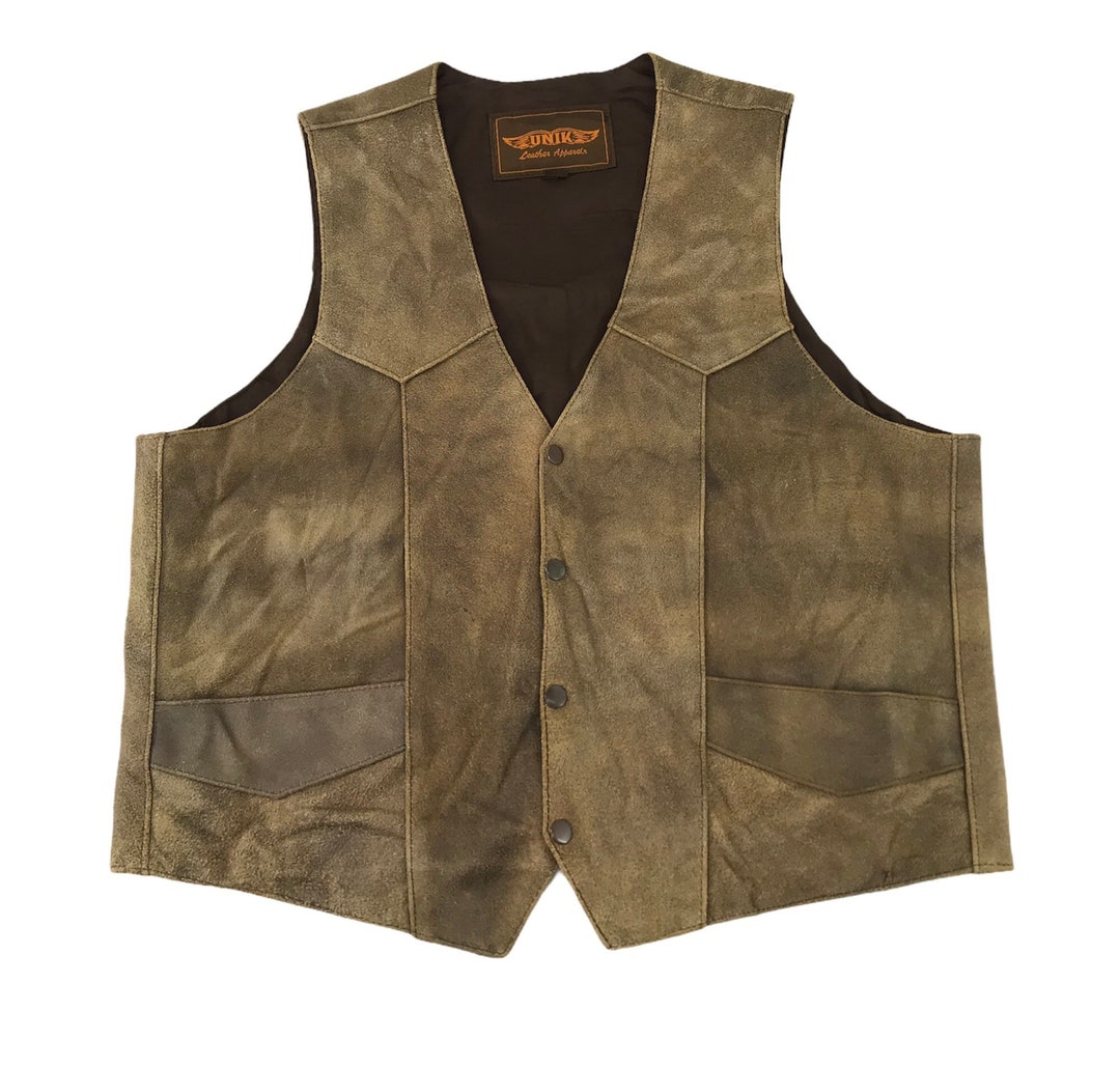 Vintage 90s Unik Leather Apparel Sleeveles Vest Patchwork Design Inspired Designer Streetwear Fits Size XL Y885 Etsy