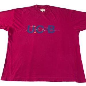 Vintage UCB United Colors Benetton Embroidery Logo Crewneck Printed Tee T-shirt Designer Streetwear Unisex Wear Fits Size XL E781