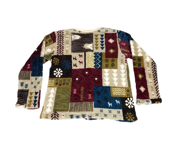 Vintage Style Patchwork Printed Fleece Plaid Chec… - image 2
