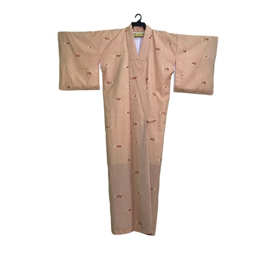KimonomonoMY Mega Sale Vintage Noragi Kimono Haori Hanten Jinbei Japanese Cardigan Happi Jacket B721 Orange Robe Dress