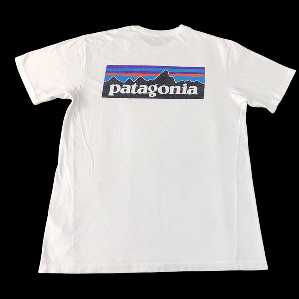 Vintage Patagonia Big Box Mountain Logo Printed Tee T-shirt Inspired Designer Outdoor Hiking Sportswear Streetwear Fits Size M Y1100J