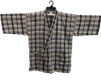 Japanse vintage kimono-stijl, losse print, kimonojas, zomerjas, elegant, borduurwerk, cloak, casual, Haori Happi, mantel, kimono van katoen en linnen, 3/4 mouwen, Zwart B, 3XL